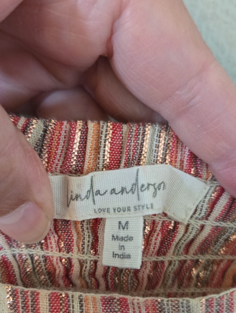 Linda Anderson | Rose Striped Multicolored Tiered Smocked Sun Dress Size Medium - Picture 11 of 13